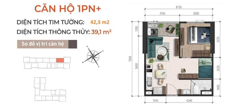 layout căn 1pn at sky garden