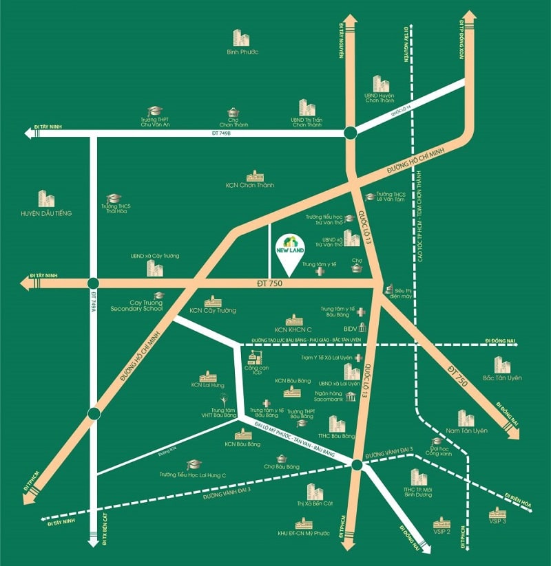 Vị trí dự án new land bàu bàng