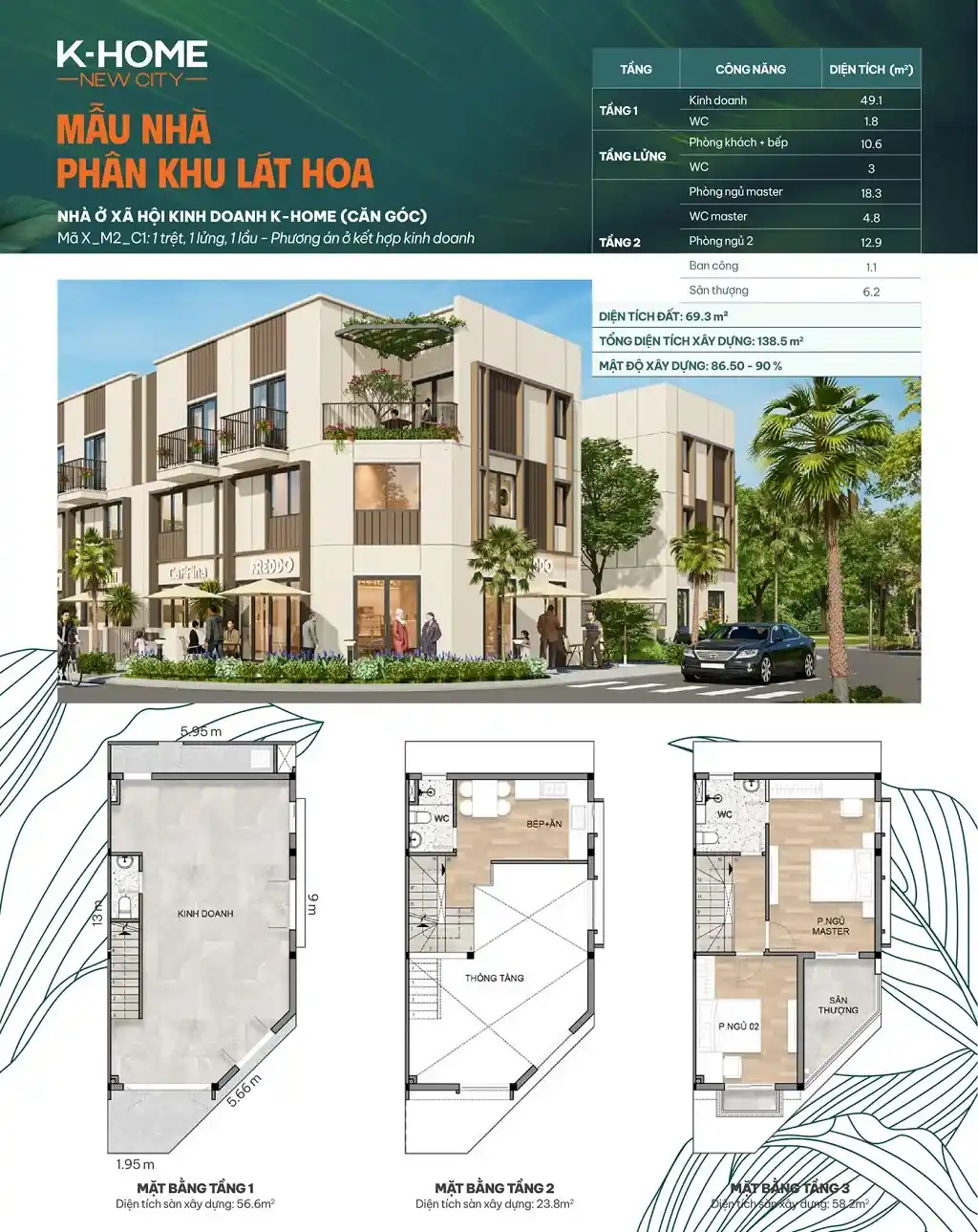 Mẫu noxh căn góc khu lát hoa