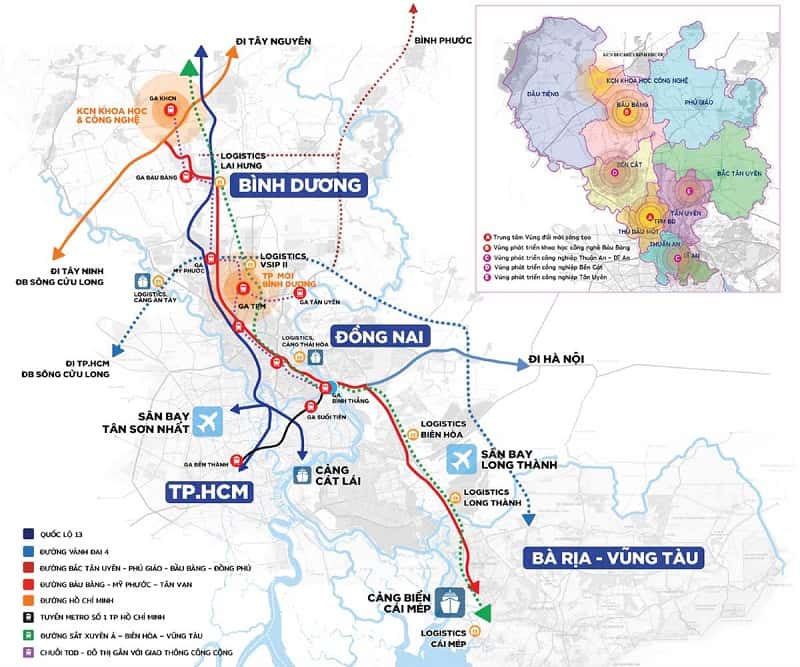 Vị trí Bình Dương trên bảng đồ phía Nam